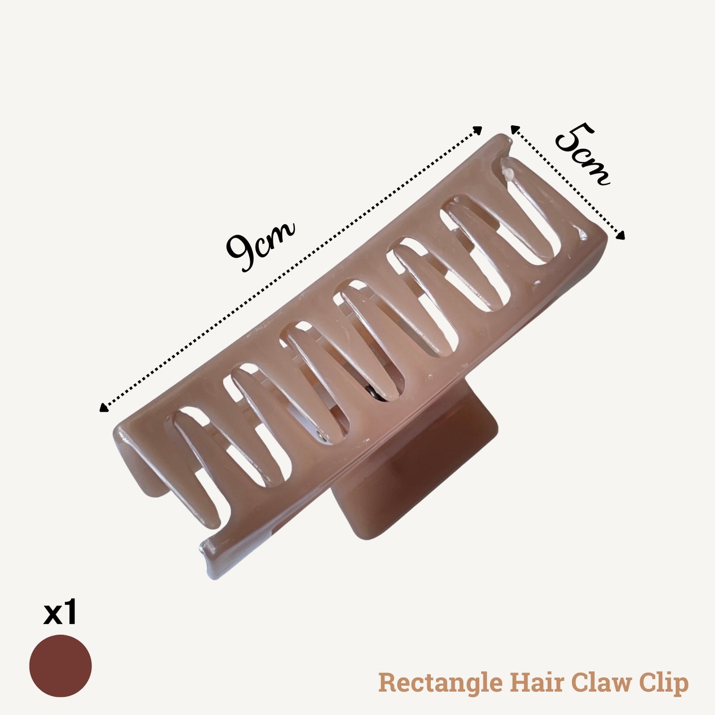 Rectangle hair claw clip - 9cm x 5cm durable matte finish