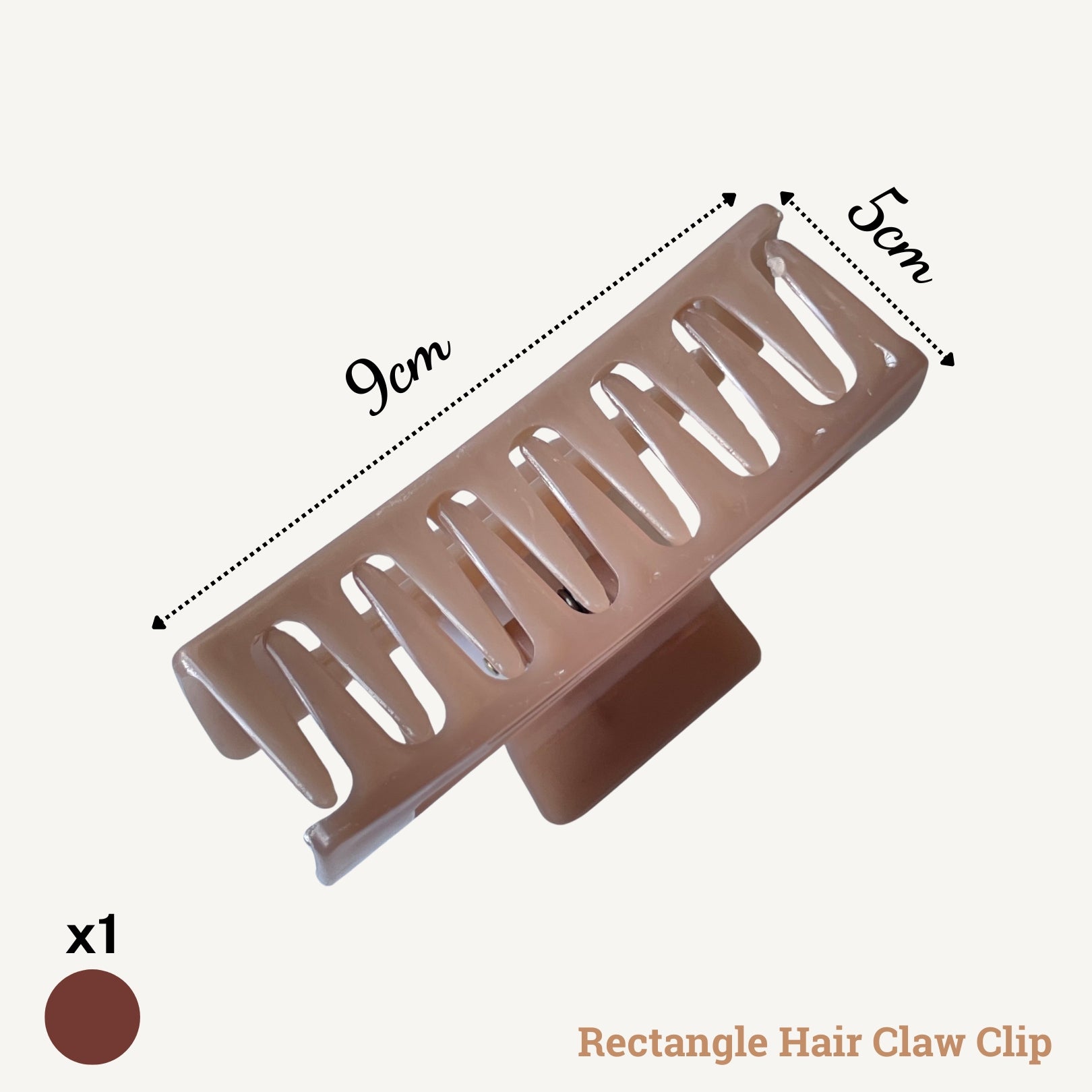 Rectangle hair claw clip - 9cm x 5cm durable matte finish